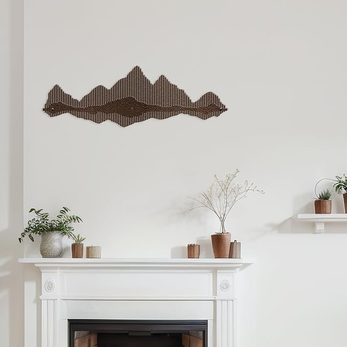 SIGNLEADER Metal Wall Decor Mountains Lines Minimalist Modern Luxury Wall Sculpture Hangings 3D Statue Home Decoration for Living Room, Bedroom, Bathroom, Kitchen, Fireplace, Office - 18" Bronze