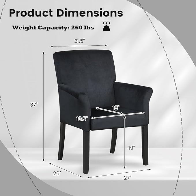 POWERSTONE Executive Accent Chair, Suede Guest Chairs Armchair with Wood Legs 5.5in Thick Cushion for Reception Waiting Room Single Sofa for Home Theater, Black