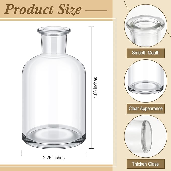 Lallisa 30 Pcs 4 Inches Small Glass Bud Vases Bulk Mini Flower Vases for Centerpieces Decorative Glass Bottles Vintage Rustic Decoration for Wedding Dining Table Home Decor