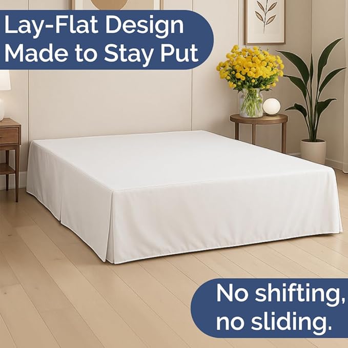 Pleated Bed Skirt King Size - 3 Sided Pleated Bed Skirt King - Ultra-Soft, Easy Fit with 15 Inch Tailored Drop - Hotel Quality, Wrinkle Free & Fade Resistant - for Women, Men, Kids and Teens - White