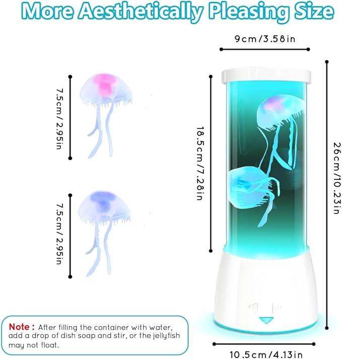 Jellyfish Lamp, Round LED Jelly Fish Aquarium Lamp with Color Changing Mood Light,Noiseless Night Light for Kids Men Women Home Deco Gift.