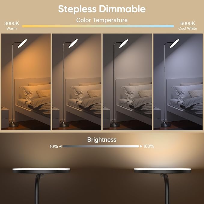 SIBRILLE RGB Floor Lamp, 36W Bright LED Standing Lamp, Stepless Dimming Color Changing Torchiere Floor Lamps with Remote, 350°Rotating Modern Tall Floor Lamp for Living Room, Gaming Room