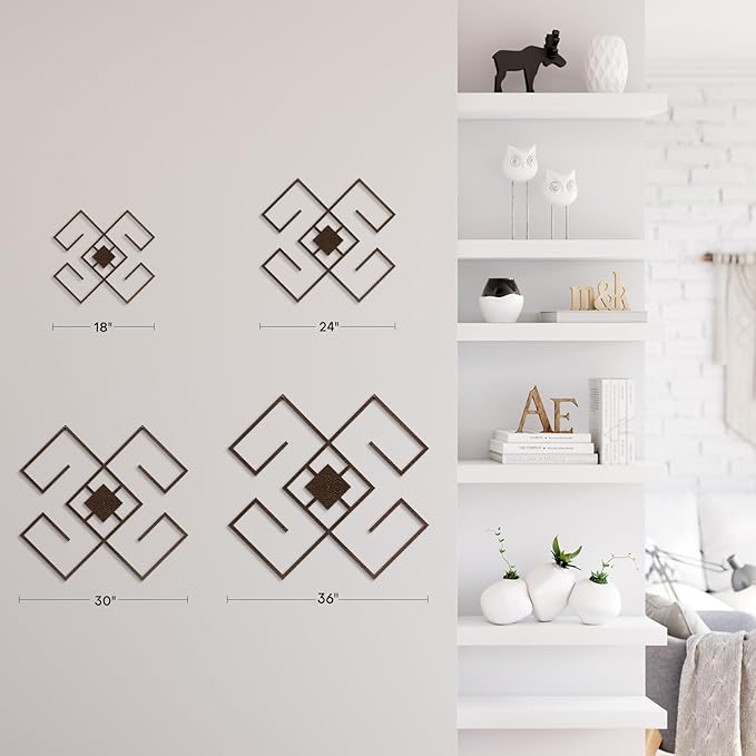 SIGNLEADER Metal Wall Decor Folk Symbol Minimalist Modern Luxury Wall Sculpture Hangings 3D Statue Home Decoration for Living Room, Bedroom, Bathroom, Kitchen, Fireplace, Office - 18" Bronze