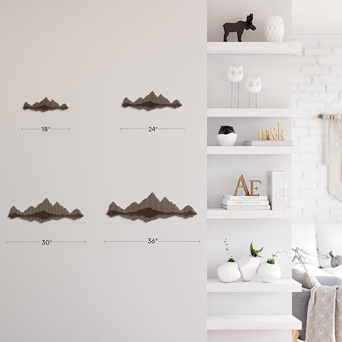 SIGNLEADER Metal Wall Decor Mountains Lines Minimalist Modern Luxury Wall Sculpture Hangings 3D Statue Home Decoration for Living Room, Bedroom, Bathroom, Kitchen, Fireplace, Office - 18" Bronze