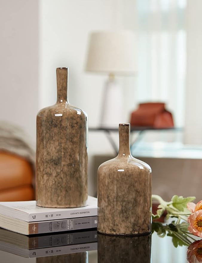 HAUCOZE Ceramic Decorative Vase Modern Decor Statue Table Centerpiece Sculpture Gifts 8.0inch