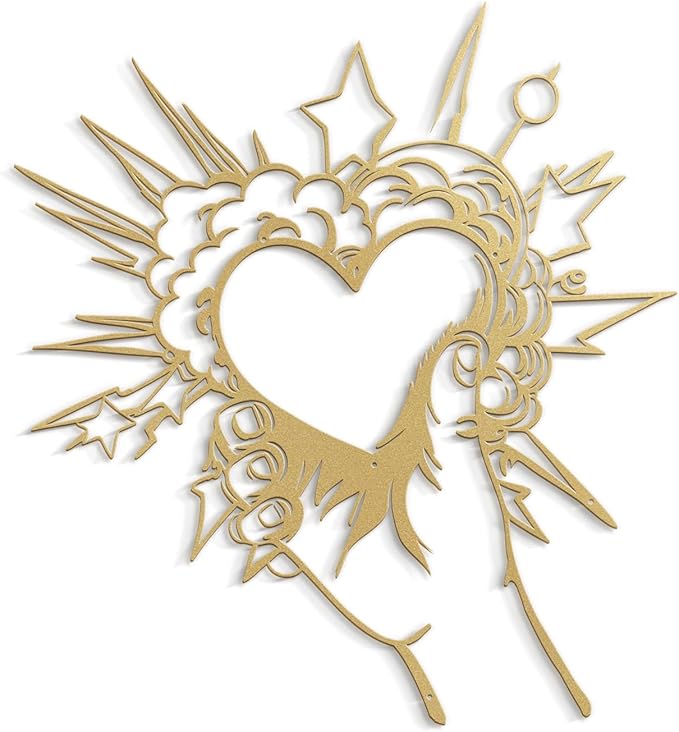 SIGNLEADER Metal Wall Art Decor I Love You Heart Modern Abstract Wall Sculpture Hangings Home Decoration for Living Room, Bedroom, Bathroom, Kitchen, Outdoor - 18" Gold