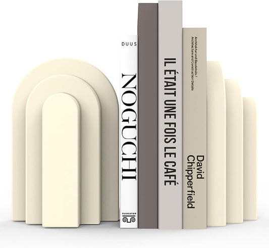 Concrete Bookends for Shelves - Vintage Heavy Duty Decorative Book Ends for Heavy Books, Concrete Book Stopper for Decorative Books Reinforced Modern Design, Durable for Living Room & Study(2-Pack)