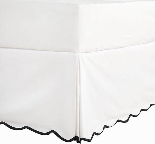 HIG Off-White Chic King Bed Skirt - Easy Fit Scallop Edge Pleated Bedskirts, 14 Inch Drop Anti-Slip Dust Ruffle, Thick Fabric for Enhanced Privacy, Pre-Washed for Long-Lasting Use(N60022)