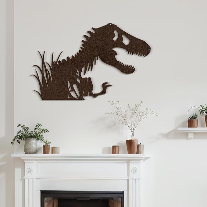 SIGNLEADER Metal Wall Art Decor T-Rex Breaking Out Minimalist Modern Abstract Wall Sculpture Hangings Home Decoration for Living Room, Bedroom, Bathroom, Kitchen, Outdoor - 18" Bronze