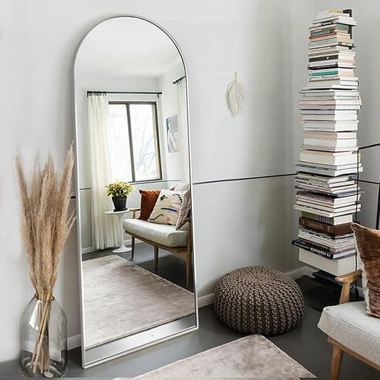 OGCAU Full Length Mirror, 65"x22" Arched Full Body Mirror, Hanging, Leaning or Standing, Wall Mounted for Bedroom Living Room, White
