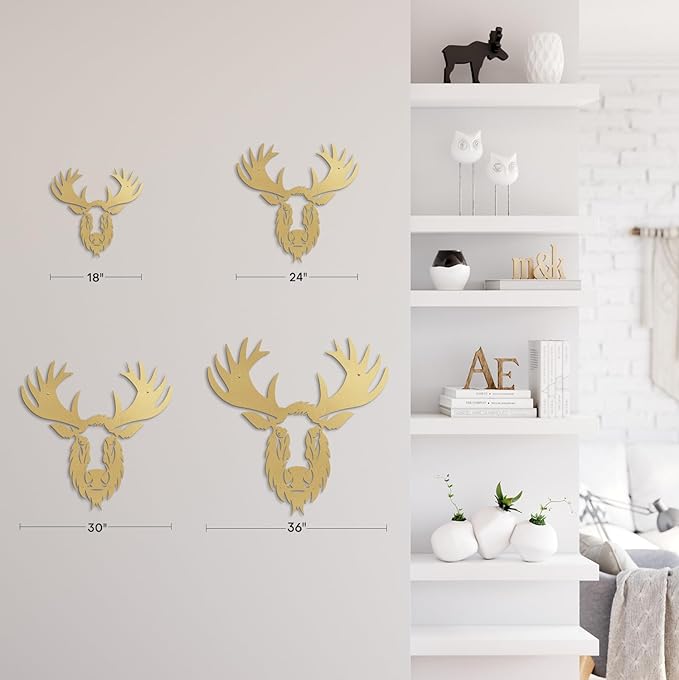 SIGNLEADER Metal Wall Art Decor Deer Minimalist Modern Abstract Wall Sculpture Hangings Home Decoration for Living Room, Bedroom, Bathroom, Kitchen, Outdoor - 18" Gold