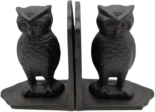 Comfy Hour Owl Decorative Bookends, Unique Vintage Animal Book Ends for Shelves, 9.65" Tall, Heavy Duty Resin Book Stopper for Books, Farmhouse Home Office Bookshelf Decor, 1 Pair, Bronze & Blac