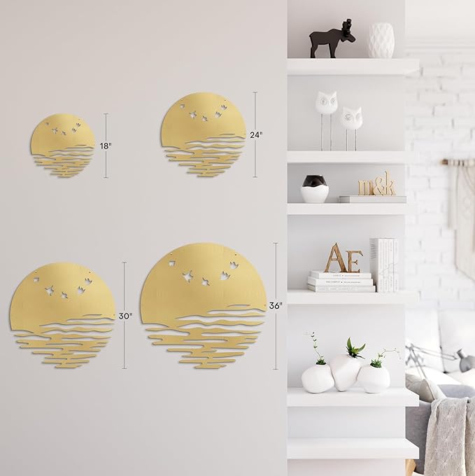 SIGNLEADER Metal Wall Art Decor Birds Minimalist Modern Abstract Wall Sculpture Hangings Home Decoration for Living Room, Bedroom, Bathroom, Kitchen, Outdoor - 18" Gold