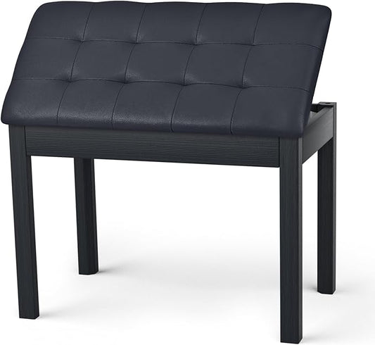 ZHRUNS Duet Piano Bench Wooden Keyboard Bench with Storage Compartment, 29'' Piano Chair Seat with Padded Cushion, Long Piano Stool Black