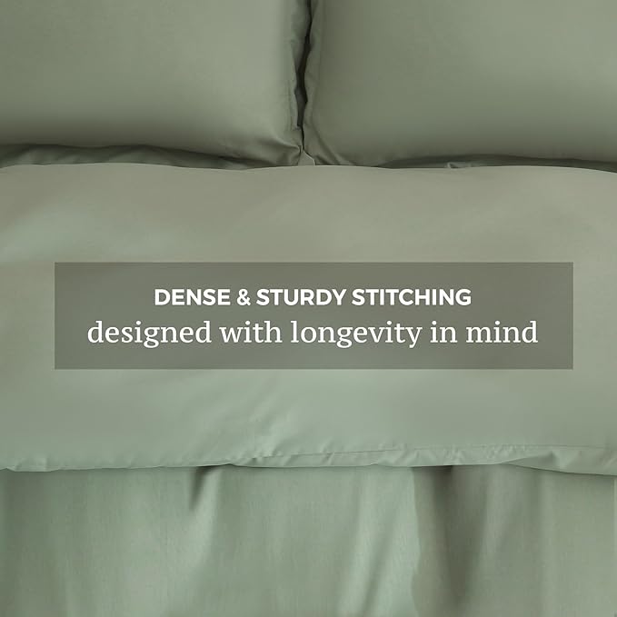 JSD Sage Green Duvet Cover Set Queen Size, 3 Piece Duvet Cover with Pillow Shams, Soft Brushed Microfiber Zipper Closure, Comforter Not Included