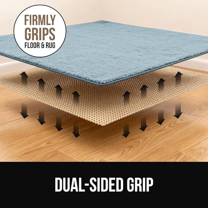 GORILLA GRIP Premium Dual Sided Extra Thick 5x7 Rug Gripper Pad for Hardwood Floors, Breathable Slip Resistant Pad Grips Under Carpet Area Rugs for Hard Surface Floor Protection, Easy Trim Mats, Beige