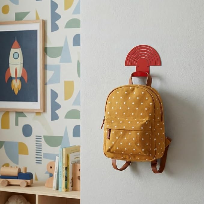 Rainbow Red Wall Hooks – Heavy-Duty Metal Hooks for Hanging | Stylish & DecoraƟve Coat Hook for Backpacks, Towels & Bags | Durable, Minimalist Wall Organizer for Kids' Room & Playroom