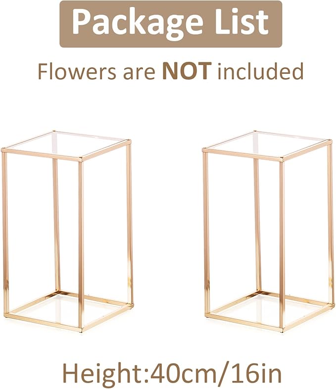 Sziqiqi Dining Table Centerpiece Small Flower Stand for Wedding - Engagement Party Decorations Dining Table Decor for Center Pieces Minimalism Cuboid Design 15.75inch