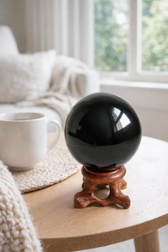 Black Obsidian Crystal Balls for Fengshui, Meditation, Crystal Healing, Divination, Home Decoration, Black Magic Crystal Sphere