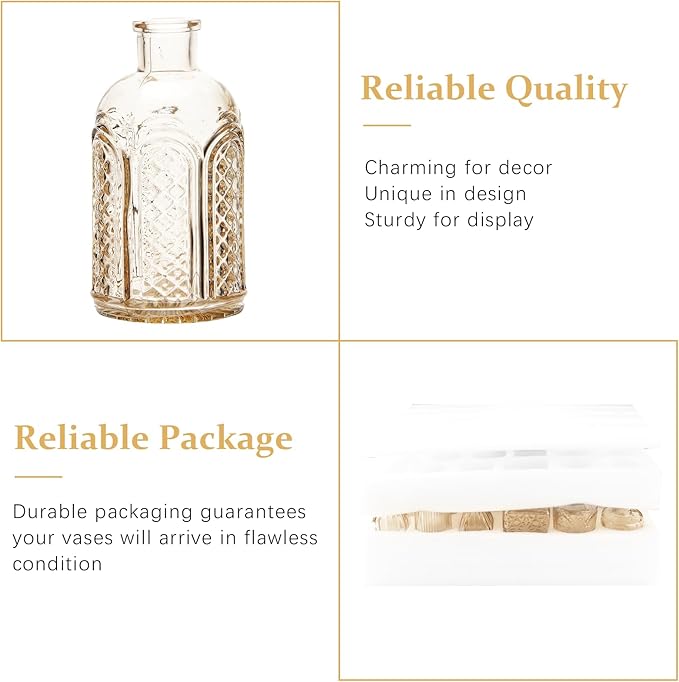 22 Pack Bud Vase in Bulk - BEAHOT Gold Flower Vases for Wedding Decorations, Glass Vase for Table Decorations, Small Vase for Home, Mother's Day, Centerpieces, Party, Office (Gold)