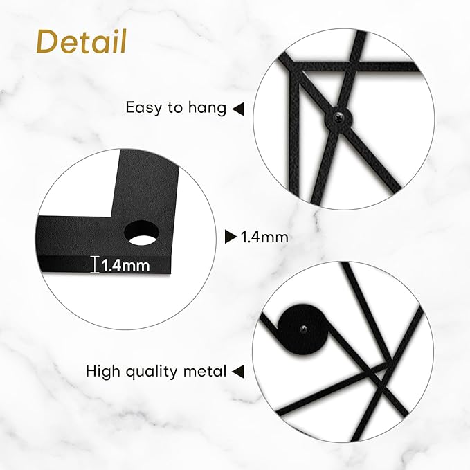 SIGNLEADER Metal Wall Decor Geometric Abstract Minimalist Modern Luxury Wall Sculpture Hangings 3D Statue Home Decoration for Living Room, Bedroom, Bathroom, Kitchen, Fireplace, Office - 18" Black