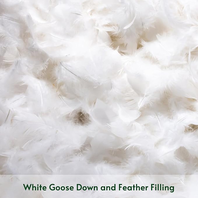 OTOSTAR Pack of 2 Down and Feather Throw Pillow Inserts, 26 x 26 Soft Fluffy Square Pillow Inserts with 100% Cotton Cover Decorative Pillows for Sofa Couch Bed-White