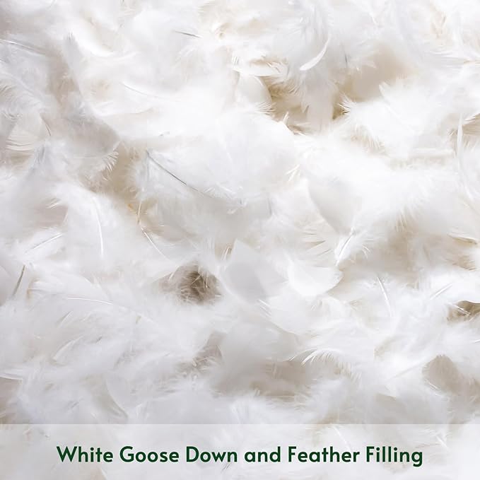 OTOSTAR Pack of 2 Down and Feather Throw Pillow Inserts, 22 x 22 Soft Fluffy Square Pillow Inserts with 100% Cotton Cover Decorative Pillows for Sofa Couch Bed-White