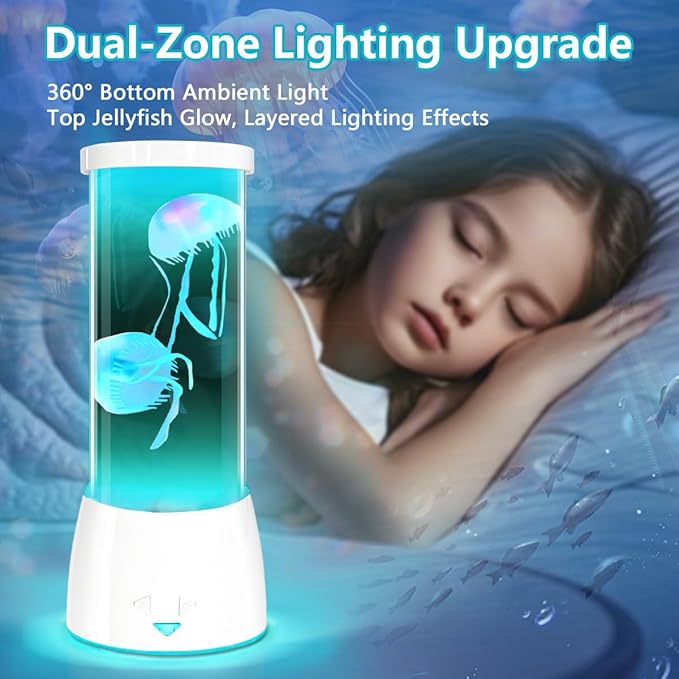 Jellyfish Lamp, Round LED Jelly Fish Aquarium Lamp with Color Changing Mood Light,Noiseless Night Light for Kids Men Women Home Deco Gift.