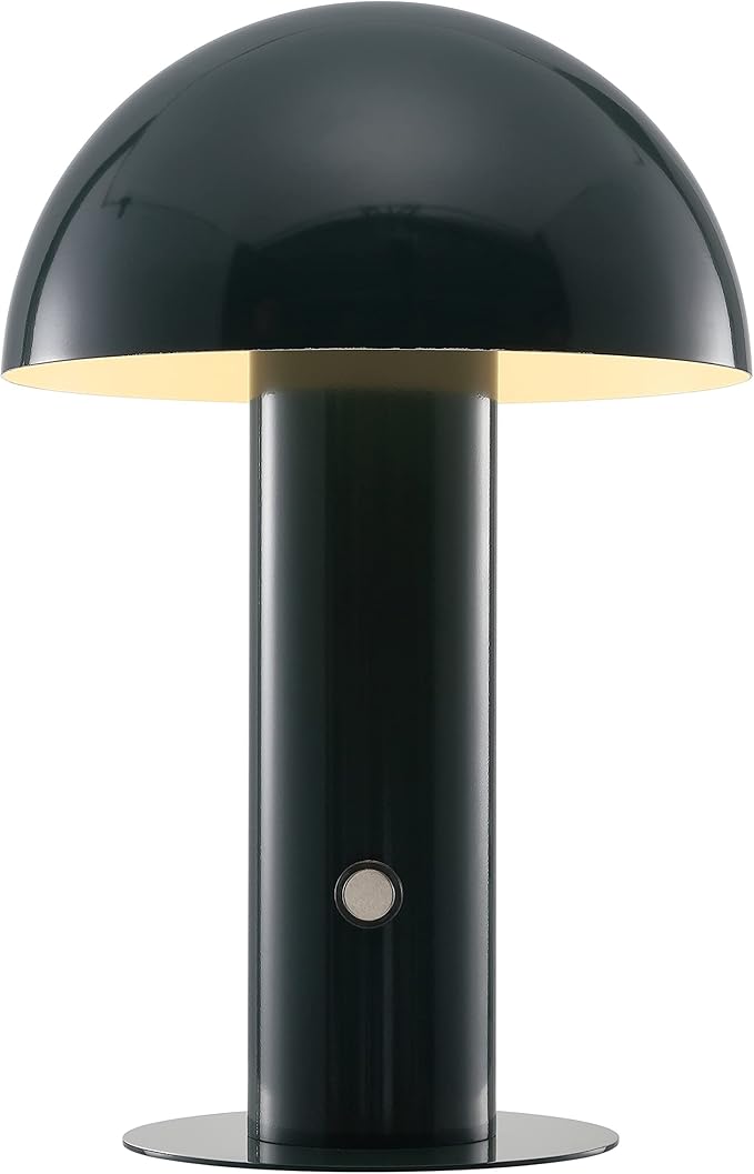 JONATHAN Y JYL7115D Boletus 10.75" Contemporary Bohemian Rechargeable/Cordless Portable Iron Integrated LED Mushroom Table Lamp Modern, Coastal Bedside Desk Nightstand Lamp, Forest Green