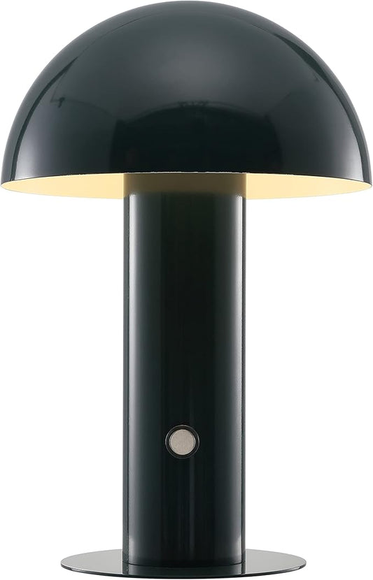 JONATHAN Y JYL7115D Boletus 10.75" Contemporary Bohemian Rechargeable/Cordless Portable Iron Integrated LED Mushroom Table Lamp Modern, Coastal Bedside Desk Nightstand Lamp, Forest Green