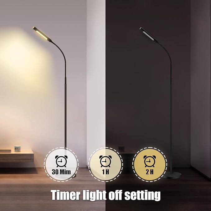 juuwer Floor Lamp for Living Room, bedrooms,Work,Study and Home Decor.with Remote Control.4 Color temperatures LED Bulb.Lighting Brightness Adjustable from 10%-100%.Modern Reading Standing lamp.