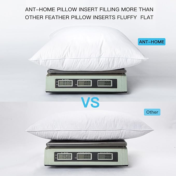 ANT-HOME 12"x20" Pillow Inserts Soft Feather Pillow Set of 2 Indoor Decorative Sofa Down Pillows Bed Pillows Couch Pillow