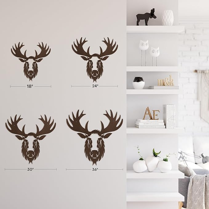 SIGNLEADER Metal Wall Art Decor Deer Minimalist Modern Abstract Wall Sculpture Hangings Home Decoration for Living Room, Bedroom, Bathroom, Kitchen, Outdoor - 18" Bronze