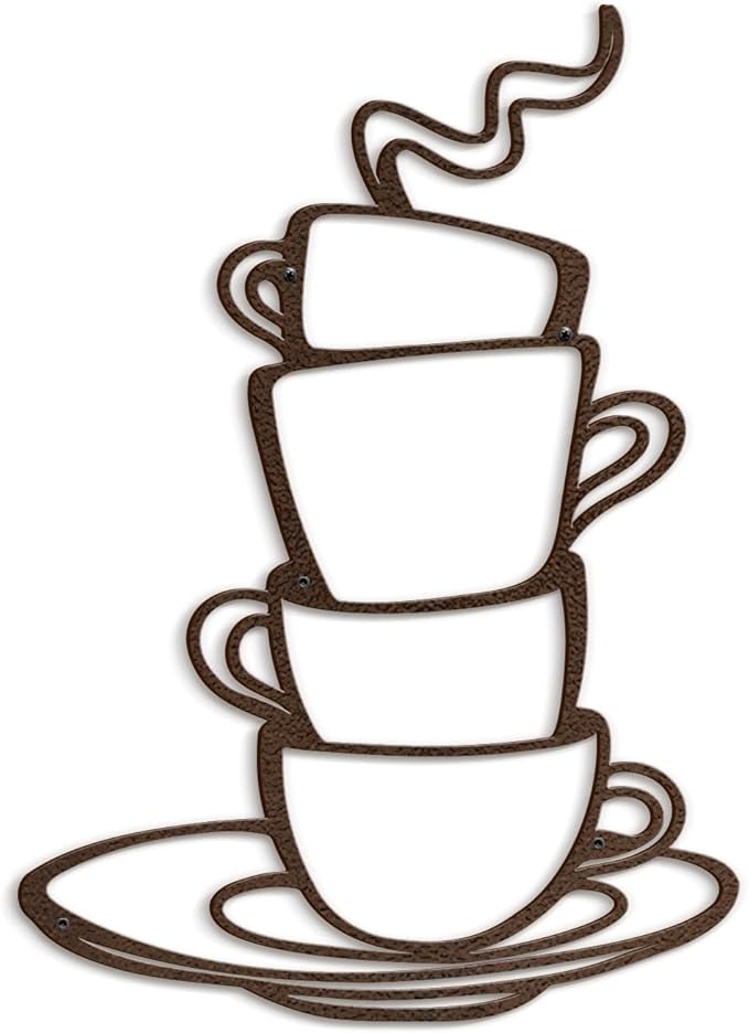 SIGNLEADER Metal Wall Art Decor Coffee Cup Modern Abstract Wall Sculpture Hangings Home Decoration for Living Room, Bedroom, Bathroom, Kitchen, Outdoor - 18" Bronze