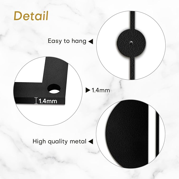 SIGNLEADER Metal Wall Decor Overlapping Rectangles Minimalist Modern Luxury Wall Sculpture Hangings 3D Statue Home Decoration for Living Room, Bedroom, Bathroom, Kitchen, Fireplace, Office - 18" Black