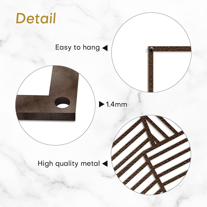 SIGNLEADER Metal Wall Decor Mountains Triangle Line Minimalist Modern Luxury Wall Sculpture Hangings 3D Statue Home Decoration for Living Room, Bedroom, Bathroom, Kitchen, Fireplace, Office - 18" Bronze