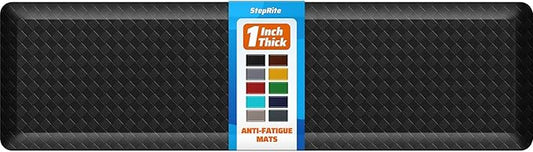StepRite 1” Thick Kitchen Mats for Floor, Anti Fatigue Kitchen Rugs, Non-Slip,Heavy Duty Waterproof Kitchen Rug, Standing Desk Mat, Gifts for Friends, Family, Home, Kitchen, Office (72" x 20", Black)