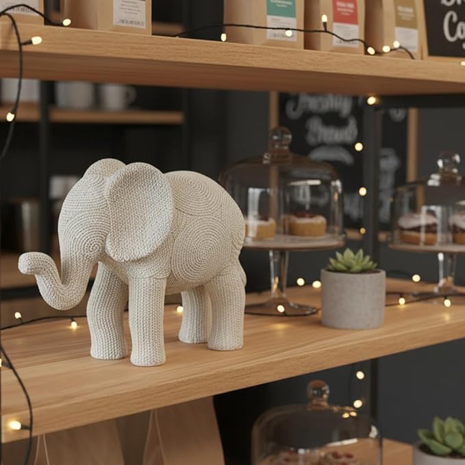 7-inch Resin Elephant Statue - Small Lucky Elephant Decor for Table & Living Room, Pair of Elephant Sculptures Home Decoration