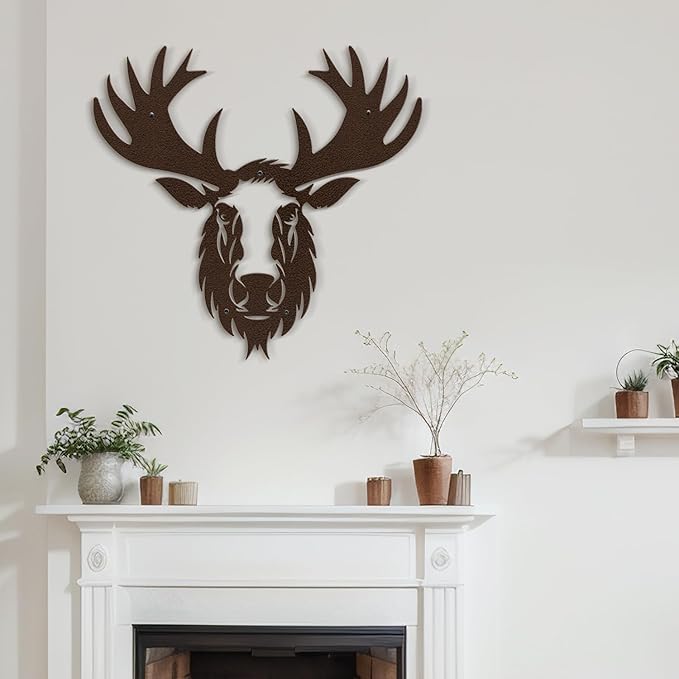 SIGNLEADER Metal Wall Art Decor Deer Minimalist Modern Abstract Wall Sculpture Hangings Home Decoration for Living Room, Bedroom, Bathroom, Kitchen, Outdoor - 18" Bronze