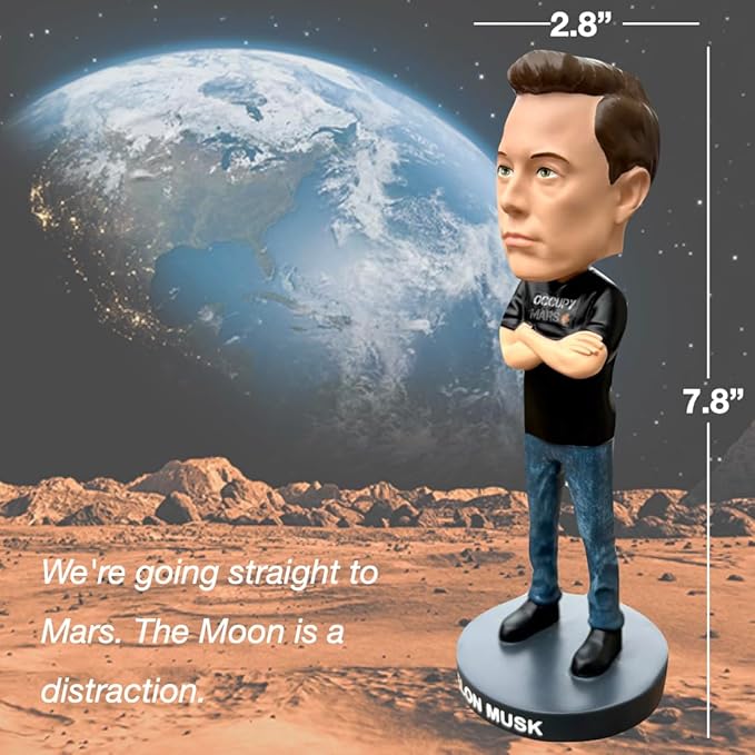 Elon Musk Bobblehead, Entrepreneur and American Patriot, Trump Doge, Premium Polyresin Collectible Statue, 8 Inches Tall, World Leaders Series, Patriots