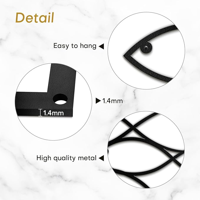 SIGNLEADER Metal Wall Art Decor Fish Minimalist Modern Abstract Wall Sculpture Hangings Home Decoration for Living Room, Bedroom, Bathroom, Kitchen, Outdoor - 18" Black