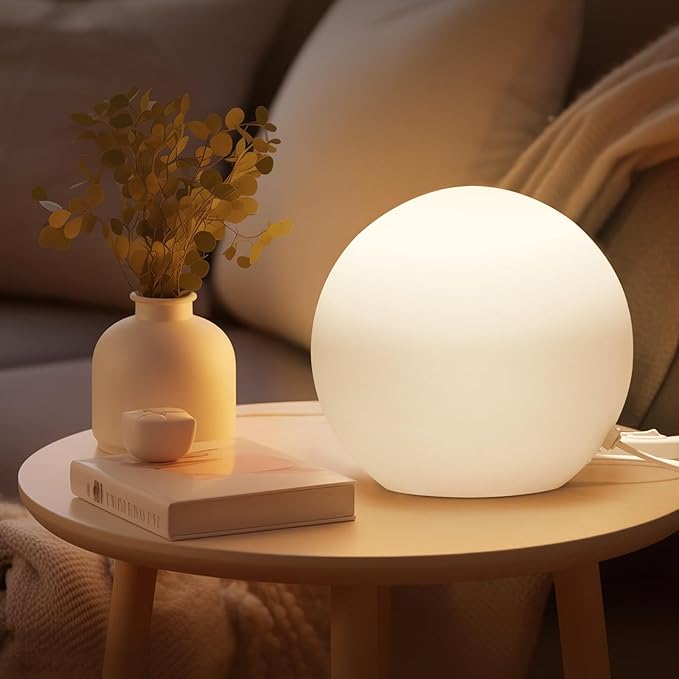 7.8 Inch Ball Table Lamp with Glass Shade Stylish Ball Light Lamp for Bedroom Living Room and Bookshelf Modern Design Perfect for Home Decor, Without Bulb