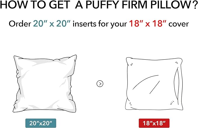 Oubonun 20x20 Outdoor Pillow Inserts (Pack of 2) - Square Waterproof Throw Pillow - Decorative Throw Pillows Insert for Couch Sofa Bed Patio Furniture - White Pillows
