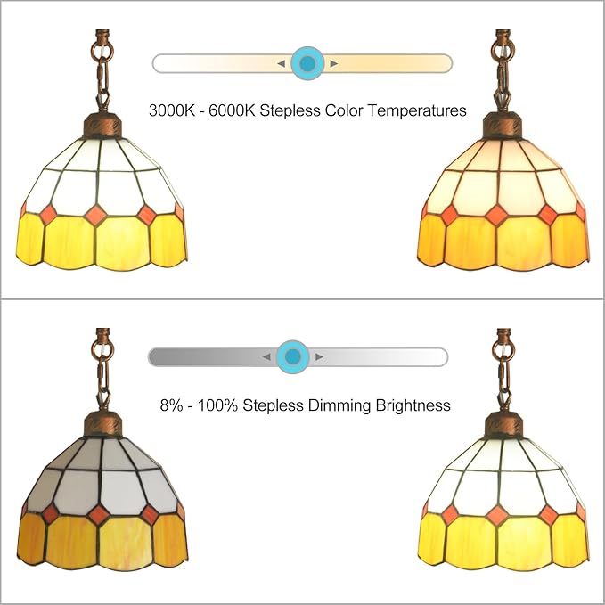beaysyty Tiffany Style Stained Glass Retro Floor Lamp with Tray, Dimmable Floor Lamps, Custom Color Temperature Standing Lamp for Living Room and Bedroom,Painted Red Copper