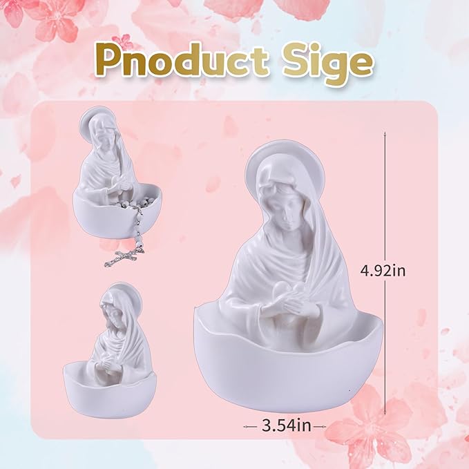 Handmade Virgin Mary Decorative Bowl Including Prayer Beads Multi functional Bookshelf Console Desktop Altar Decoration