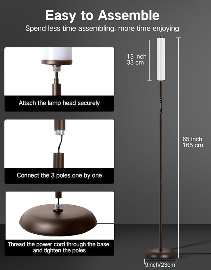 OUTON LED Floor Lamp with Remote & APP Control, 1500LM Ultra Bright Tall Standing Lamp, 16 Million Colors, 32 Scene Modes & Music Sync, Modern Corner Lamps for Living Room, Bedroom, Gaming, Brown