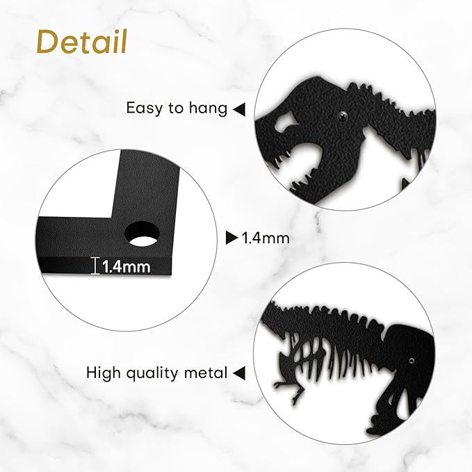 SIGNLEADER Metal Wall Art Decor Dinosaur Skeleton Minimalist Modern Abstract Wall Sculpture Hangings Home Decoration for Living Room, Bedroom, Bathroom, Kitchen, Outdoor - 18" Black
