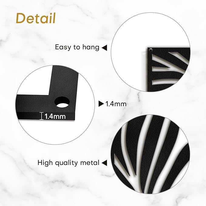 SIGNLEADER Metal Wall Art Decor Black Leaves Minimalist Modern Abstract Wall Sculpture Hangings Home Decoration for Living Room, Bedroom, Bathroom, Kitchen, Outdoor - 18" Black