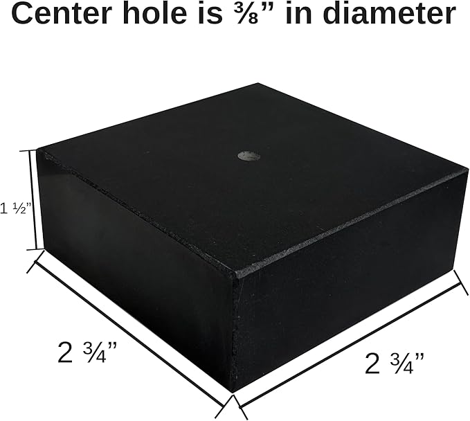 Premium Black Marble Display Base with Center Mount Hole – Polished Stone Pedestal Stand for Sculpture, Statue, Art, Awards, Lamps & Decor (2 3/4x2 3/4x1 1/2")
