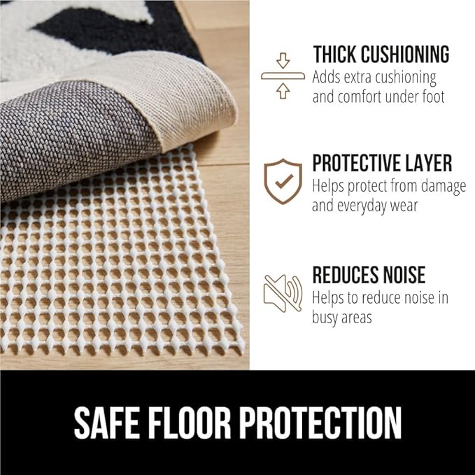 GORILLA GRIP Strong Rug Pad Gripper, 2x10 FT Runner, US Designed, Grips Help Keep Area Rugs in Place, Thick Slip and Skid Resistant Pads for Hard Floors, Under Carpet Cushion and Hardwood Protection